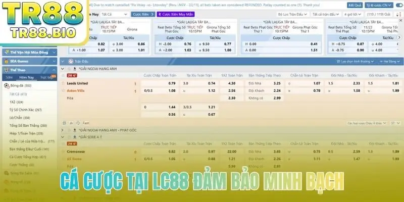 Cá cược tại LC88 đảm bảo minh bạch