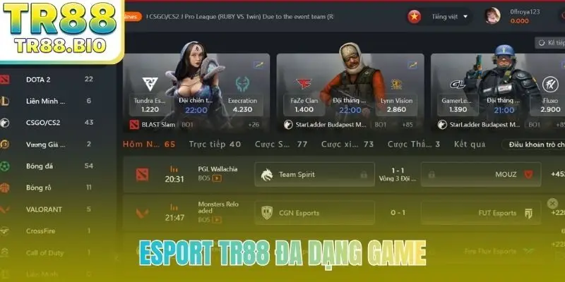 Esport TR88 đa dạng game